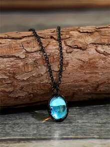 1 pieza Collar vintage elegante de piedra lunar falsa, adecuado para uso en fiestas y viajes de mujeres