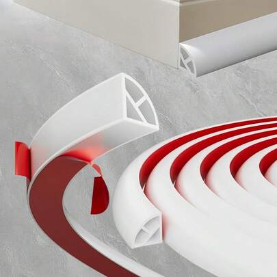 1pc 2m/78.74in Peel And Stick Quarter Round Molding Wall Corner Protection Baseboard Trim Bendable Waterproof Skirting Line Staircase,Flexible Quarter Round Molding With Self Adhesive Peel And Stick Silicone Rubber Edge Flexible Molding Trim For Floor,Tub,Cabinet,Shoe Molding Around Curved Stairs,Columns, Wall