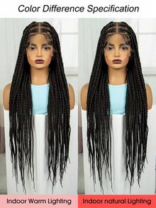 360 Knotless Box Braids Lace Front Wig Super Long Full Lace Box Braid Wig With Baby Hairs Synthetic Braided Wigs For Black Women - màu đen - Xem 10