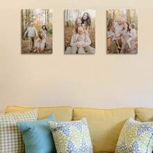 3pcs Personalized Photo Canvas Wall Art Set With Pine Wood Frame - Custom Family Photo Prints For Living Room, Bedroom, Home Office - Ideal Gift For Birthday, Anniversary, Christmas - Customizable Size & Easy Hanging - Pine Wood Frame & Fade-Resistant Ink - Family Portrait, Wedding, Memorabilia Gift Set, Picture Wall Decor, Canvas Wall Art, Room Decor, Wall Decoration - Multicolor - View 2