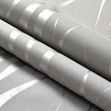 Silver Gray 3D Modern Printed Embossed Striped Non-Woven Wallpaper - Suitable For Living Room, Bedroom, Kitchen And Bathroom Wall Paper Wall Stickers Wall Decor Room Decor Bedroom Decor - Grey - View 5