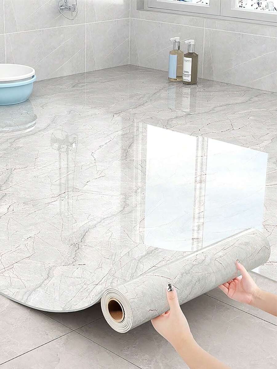 Miếng dán sàn phòng tắm chống thấm nước hoàn toàn mới - Gạch lát sàn vinyl tự dính chống trượt (Tự lắp đặt chỉ trong 30 giây! Chống nấm mốc và trầy xước) Kích thước 15,7 inch x 196,8 inch