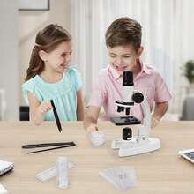 300倍、600倍、1200倍放大倍率儿童显微镜，带LED照明。教育科学套装，STEM科学玩具，适合6岁及以上男孩女孩。学校学习用品，儿童生日礼物，圣诞礼物。 - 彩色 - 查看 3
