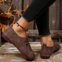 Summer Slides Women Flats For Women Dressy Comfortable Round Toe Ballet Flats Non Slip Business Work Loafers Casual Retro Lace Up Shoes Cute Daily Walking Shoe Solid Color Simple Wear Shoes Sandals Outdoor Walking Travel - 咖啡棕 - 查看 5