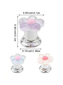 1 pieza Manija de descarga de inodoro con diseño de flor de dibujos animados, Botón de descarga de inodoro con forma de flor, Botón del tanque del inodoro, Botón de presión del inodoro con forma de flor, Herramienta de presión del botón de descarga del inodoro, Tiradores de gabinete de cajón con diseño floral creativo - Fácil de presionar, Accesorio de baño elegante y con estilo, Apto para diseño de uñas largas - Multicolor - Ver 4