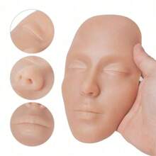超柔软硅胶练习脸，适用于纹身师和化妆师。硅胶练习皮肤，逼真的面部眉眼唇永久化妆练习工具。3D硅胶刺绣练习脸皮肤，初学者眉眼唇模拟练习皮肤