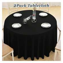 Round Tablecloth,2 Pack 120inch Stain And Wrinkle Resistant Polyester Table Cloth,Decorative Fabric Table Cover For Kitchen,Dinning,Party,Wedding RoundBlack - 多色765 - 查看 4