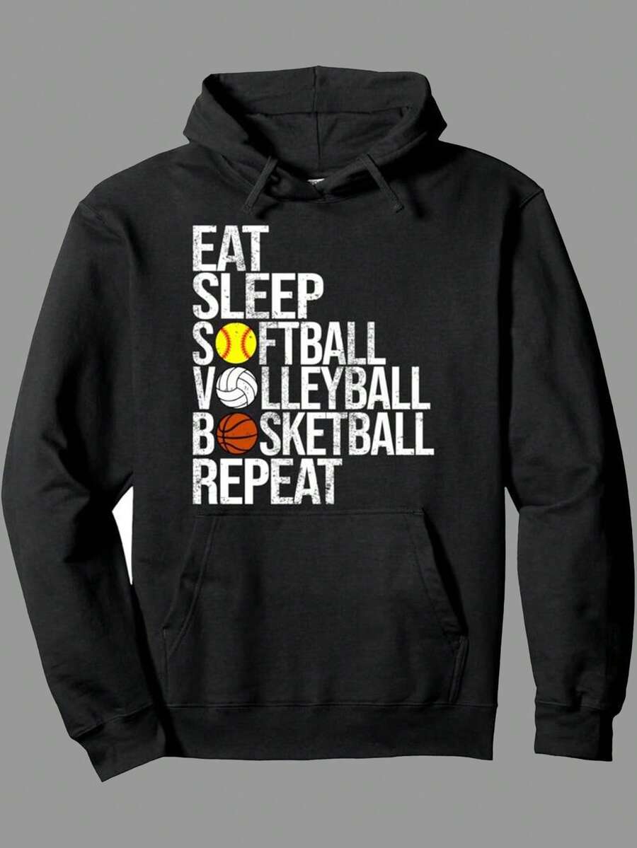 1pc Sporty Cotton Blend Hoodie - Casual Long Sleeve Pullover With Pocket, Heat Transfer Print, Regular Fit, Knit Fabric, Medium Stretch For Spring/Fall - Daily Wear Fashion Hooded Sweatshirt,Fall Hoodies,Men's Fall Clothes,Street Wear,Halloween,Mens Hoodies,Y2k Clothes,Jesus Hoodie,Thanksgiving Day,Nightmare Before Christmas,Christmas - màu đen - Xem 1