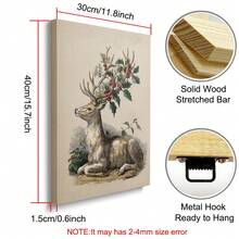 1pc Framed/Unframed Vintage Christmas Deer Cozy Canvas Poster Retro Reindeer Festival Rustic Wall Art Print Minimalist Winter Xmas Holiday Farmhouse Aesthetic Decor Painting For Dorm,Living Room,Bedroom,Modern Home Decoration - Multicolor - View 9