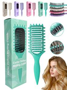 Curling Hair Styling Comb, Breathable Curl Comb, Unisex, For Shaping And Styling Curly Hair, Hair Styling Set - Multicolor - View 1