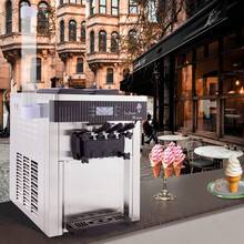 Máquina de helado comercial 5.3 a 7.4 gal por hora Servicio suave con pantalla LED Limpieza automática 3 sabores Perfecto para restaurantes Snack Bar, 2200W, Astilla - 7,4 galones - Ver 1