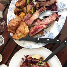 Cuchillos para Carne de 8 Piezas - Juego de Cuchillos para Carne de Acero Inoxidable - Cuchillos para Carne Serrados/Juego de Cuchillos afilados/Cuchillos para cena (Negro) - Negro - Ver 5