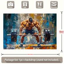 2D Flat, 1pc Heavy Duty Weightlifting Gym Banner - Muscular For Man Bodybuilding Poster With Flexing Muscle For Man & Barbell Design - Bright For Home Gym, Fitness Centers, Birthday Parties, Weightlifting Competitions - No Electricity Needed Motivational Workout Decorations - 2D Flat Banner For Studio & Events - Durable & Easy To Hang Fitness-Themed Backdrop, 2D Flat Gym Decoracion, Navidad, Wall Hanging Cloth Gym, Decoration Gymnase, Home Gym Decor, - 如圖所示 - 查看 4