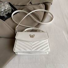 Bolso bandolera para mujer con decoración de mariposa en PU, ligero y duradero, con correa ajustable y cierre magnético - Blanco - Ver 4