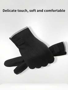 A Pair Of Men's Autumn And Winter Fleece Gloves With A Fleece Anti-Slip Design And Touch Screen Warmth Retention Function, Suitable For Outdoor Cycling Scenarios Snow Gloves