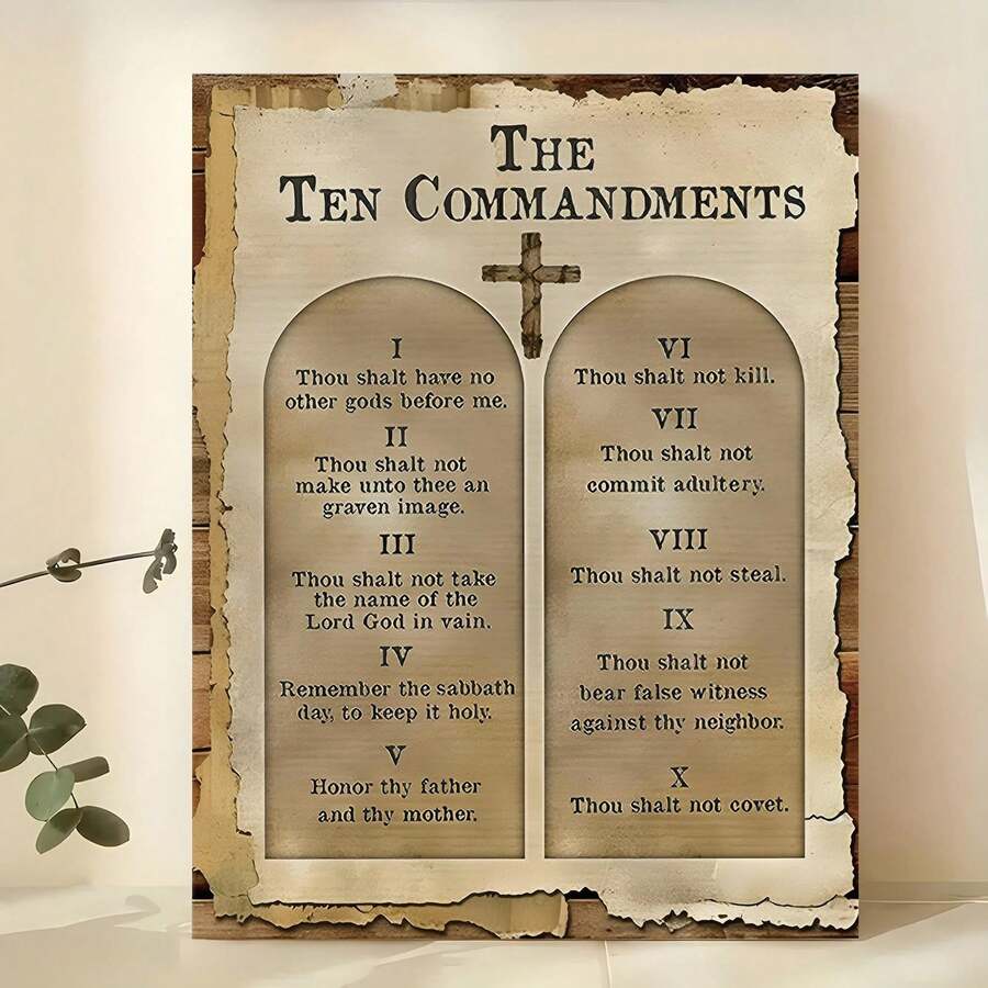 10 Commandments Christian Canvas Wall Art - Vintage Bible Verses Poster ...