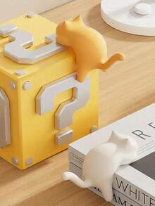 1个卡通猫背包挂钩，粘钩，衣帽钩，猫尾巴粘钩，耐用塑料可爱猫咪收纳挂钩，免钻孔可拆卸壁挂式收纳架，适用于书桌、宿舍、办公室，节省空间，可悬挂书籍、钥匙、配件，趣味创意礼物，猫咪桌面配件，实用挂钩