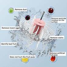 Dispositivo para limpiar frutas, lavadora de frutas y verduras, cesta para lavar frutas y verduras, centrifugadora con cepillo de fregado giratorio de lado completo, color rosa - Rosa - Ver 5