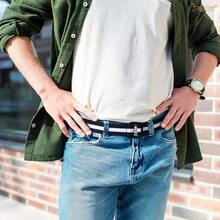 JASGOOD Men Canvas Double Ring Belt Plus Size Men Cloth Casual Belt For Jeans Pants{"Color_name":"Blue/White","Size_name":"FitsWaistSize45\"-50\""} - 多色28 - 查看 4