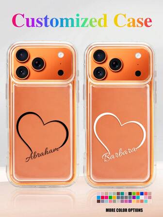 1 artículo personalizable para fotos de boda de parejas, firmas románticas, familia tomados de la mano, funda de teléfono transparente con airbag anti-caída y absorción de impactos, apta para iPhone 11/12/13/14/15/16pro/16plus/16promax/16e/17pro Max/Air Shell y otros modelos. Amor rosa, regalo ideal para amigos, familia y parejas