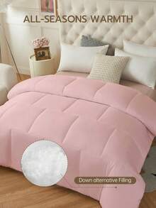 1 buah Selimut Quilted - Semua Musim, Alternatif Bulu Angsa, Lubang di Sudut, Bersertifikasi Oeko-Tex, Merah Muda Terang - Baby Pink - View 4