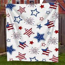 Soft Flannel American Flag Star Pattern Blanket - Comfortable And Lightweight, Suitable For All Seasons, Perfect For Sofa, Bed, Office, And Travel For Birthday Anniversaries, Valentine's Day, Thanksgiving, Christmas, Halloween, Wedding, New Year Gifts Provide, Ideal Gifts For Her, Him, Family Members, Boyfriends, Girlfriends, Fathers, Family Members, Mothers, Lovers, Daughters, Sons, Grandfathers, Grandmothers, Friends, Classmates And Pets. Sofa, Bed, Car, Bedroom, Living Room, Office, Outdoor Camping, Beach, Wall Decoration, Bedroom Decor, Halloween Blanket, Fall Decor, Fall Decorations For Home, Christmas Party Theme Blanket, Christmas Decor, Office Decoration - màu1 - Xem 1