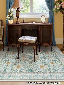 1 tấm thảm phong cách Bohemian hiện đại họa tiết vườn Paris, thích hợp cho phòng khách, chống trượt, màu đỏ gỉ sét, in họa tiết trang trại cổ điển, phù hợp cho phòng ngủ, phòng ăn, ký túc xá, văn phòng, trang trí nhà cửa. - Xanh đậm - Xem 2