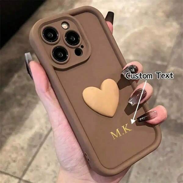 1pc Customized Name & Heart Font Gradient Full Silicone Lens Protection Phone Case, Suitable For Apple 17, 16, 15, 14, 13, 12, 11 Pro Max Series, Cat, Floral, Bright Pink, Burgundy Red, Fashion, Colorful, Matching Phone Case, Minimalist Custom, Personalized, Unique, Suitable As Birthday, Holiday, Father's Day, Thanksgiving, Halloween, Christmas Gift For Friends, Family, Girlfriend