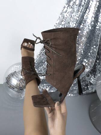 Women's Elegant One-Strap High Heel Sandals, Suitable For Commuting