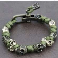 Gothic Skull Bracelet For Men Women Unisex - Adjustable Paracord Survival Bracelet With Skeleton Clasp, Punk Rock Biker Jewelry, Outdoor Tactical Wristband Gift For Him Her, Halloween Gothic Accessories