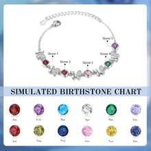 1 pieza Pulsera personalizada con piedra natal, regalo para mujer - Pulsera con múltiples piedras natales - Multicolor - Ver 5