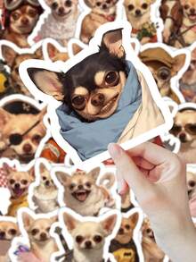 Conjunto de 55 adesivos fofos e divertidos de cachorros Chihuahua - Adesivos adoráveis de animais de estimação para celular, laptop, garrafa de água, álbum de recortes, presente ideal para adolescentes e amantes de cães. - Multicolorido - Ver 2