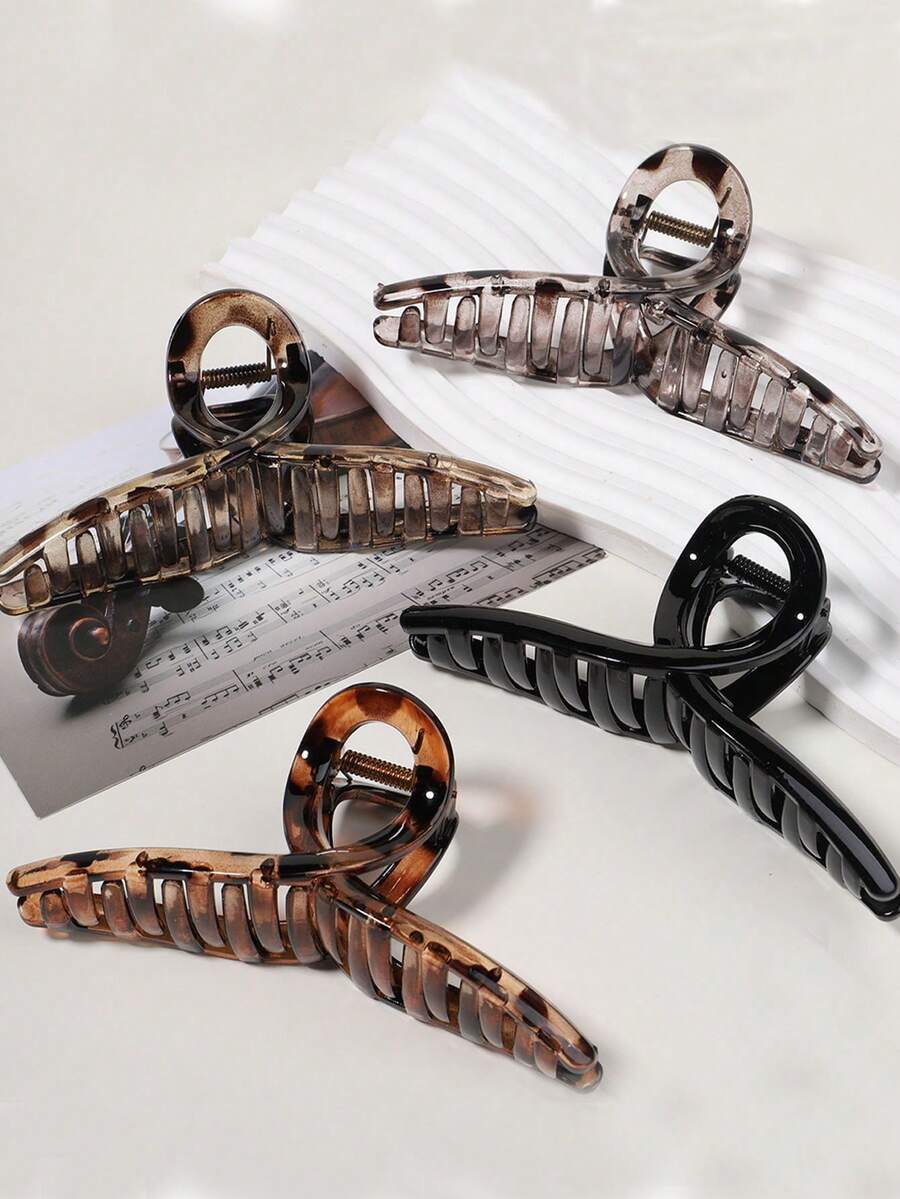 Elegant Simple Leopard Print Hair Claw - Large Hair Claws, Suitable For Thick/Thin Hair & Daily Use, Large Secure Hair Grips, Stylish Hair Claws, Vintage Women's Hair Accessories Summer Outfits Summer Beach Claw Clips Vacay Hair Clips - Multicolor - View 1