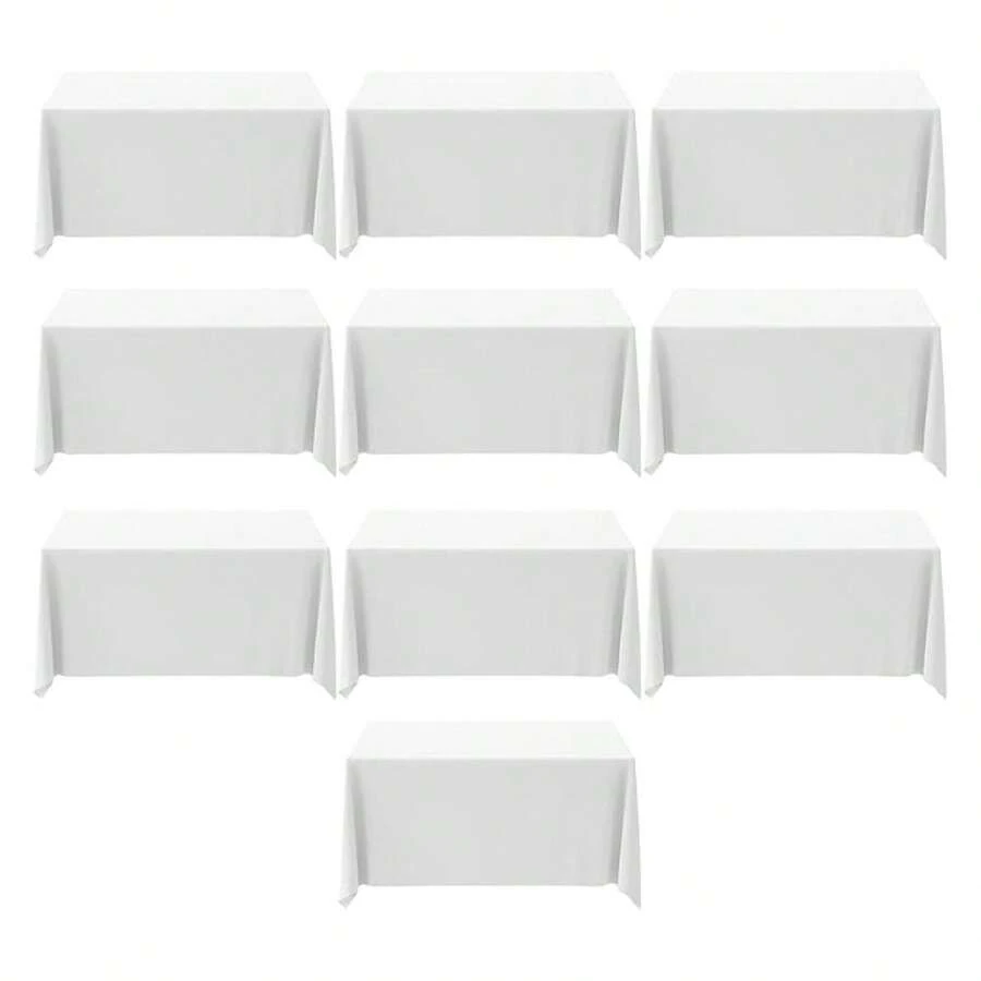 White Table Cloth,10 Pack 90 * 156inch Stain And Wrinkle Resistant Polyester White Table Cloth Rectangle,Decorative Fabric Table Cover For Party,Wedding,Kitchen,Dinning - Multicolor 767 - View 1