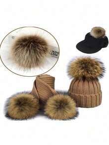 4/8PCS 10cm Fluffy Faux Fur Pom Poms, Soft Artificial Fox Fur Balls With Elastic Loops For Knitting Hats, Scarves, Bags, Keychains, DIY Beanies, And Birthday Gift Decorations,Christmas - Multicolor - View 3