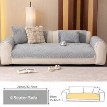 1pc Plush Thickened Sofa Cover, Machine Washable, Pet Friendly, Suitable For Living Room, Bedroom Or Office Decor, 1/2/3/4 Seater Sofa Cushion, 4 Solid Colors Available - Light Grey - View 16