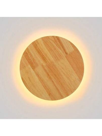 Alpinaluz 12W LED Wand Lamps, Ø20cm, Round Wood, Warm Indirect Verlichting Bedroom Kitchen