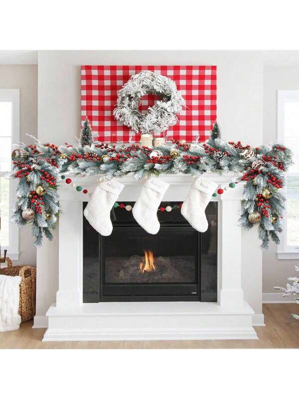 1pc 6.23ft/75inch Home Decor Artificial Christmas Decoration Pine Vines, Christmas Room Decoration Artificial Pine Cone Vines, Can Be Made Into Christmas Wreath, UV Protection Hanging Artificial Pine Wreath Vines, Christmas Home Decor, Winter Green Garland Holiday Season Mantel Table Runner Centerpiece