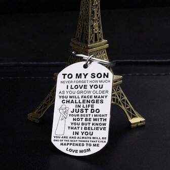 1pc Inspirational Gift To Son From Mom-Birthday Graduation Gifts Keychain For Teen Boy