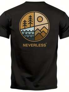 S T-Shirt Back Print Nature Graphic Mountains Forest Adventure Outdoor Casual- - 款式22 - 查看 1