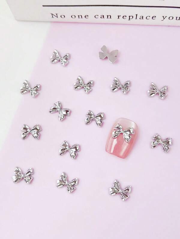 10 Peças Encantos de Laço de Prata para Unhas, Encantos de Laço de Liga 3D para Arte de Unhas, Acessórios de Unhas Kawaii Fita, Design de Estilo Y2K, Decoração de Arte de Unhas Feminina DIY Suprimentos de Unhas Laço de Metal, Adequado para Vários Tipos de Unhas, Unhas Vermelhas, Unhas Pretas, Unhas Brancas, Unhas Rosas, Unhas Azuis, Unhas Francesas