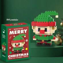 1 Box Christmas Series Building Blocks Toy + Santa Claus, Christmas Tree, Reindeer Building Block Decor Toy + Micro Particle Assembly Decor + Educational Building Blocks Toy - Multicolor - View 24