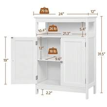 Butterslay 1PC Wooden Bathroom Storage Cabinet, Freestanding Floor Cabinet With Two Doors & Adjustable Shelf For Bathroom - White - View 8