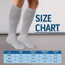Mens Diabetic Over The Calf Socks Knee Premium Cotton High Socks - Grey - View 3