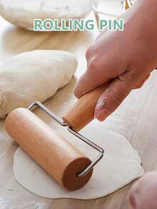 1 Pc Beechwood Double-Headed Rolling Pin With Non-Stick Baking Roller, Suitable For Processing Various Doughs. The Dual-Head Design Enables Both Rolling And Flattening Functions. Featuring Wooden And Ergonomic Handle Design. Ideal For Bread Making, Cookie Shaping, Pizza Forming, Pastry Processing And More, Perfect For Home Baking And Professional Kitchens.