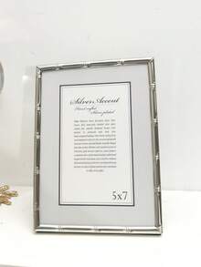 1pc 5", 6", 7", 8", 10" A4 Silver Stainless Steel Braided Pattern Photo Frame Easel, Home Decor, Random Picture Included - Multicolor - View 14