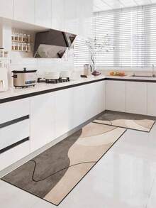 1pc Soft Rubber Kitchen Mat, 3.5mm Thick Kitchen Rug, Patchwork Stylish Design Kitchen Absorbent Mat Large Carpet, Can Be Cut To Fit Kitchen Size, Surface Fabric Material, Middle Sponge Layer, Bottom Rubber Layer, Suitable For Kitchen Rug, Kitchen Decor, Wedding Decor, Home Decor, Bathroom Mat, Entryway Mat, Laundry Room Mat, Hallway Carpet, Living Room Mat, Etc. - Multicolor - View 12