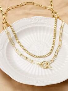 1pc Geometric OT Clasp Necklace, Suitable For Women's Daily Wear