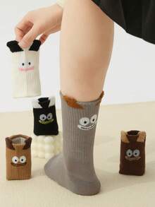 paquete de 1/2/3/5 pares de calcetines tipo barco con diseños de caras de animales de dibujos animados - Diseños adorables con orejas esponjosas y patrones de monstruos lindos. Calcetines tipo barco para mujeres y niñas en colores blanco, negro, gris y marrón, perfectos para usar en casa, de viaje o como regalo de Navidad para mujeres