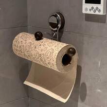 1pc Suction Cup Kitchen Paper Towel Holder, Inverted Dishcloth Rack, Non-Drill Steel Paper Towel Dispenser, Reusable Creative Household Item - Multicolor - View 8